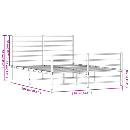 Metal Bed Frame without Mattress with Footboard Black 140x200cm