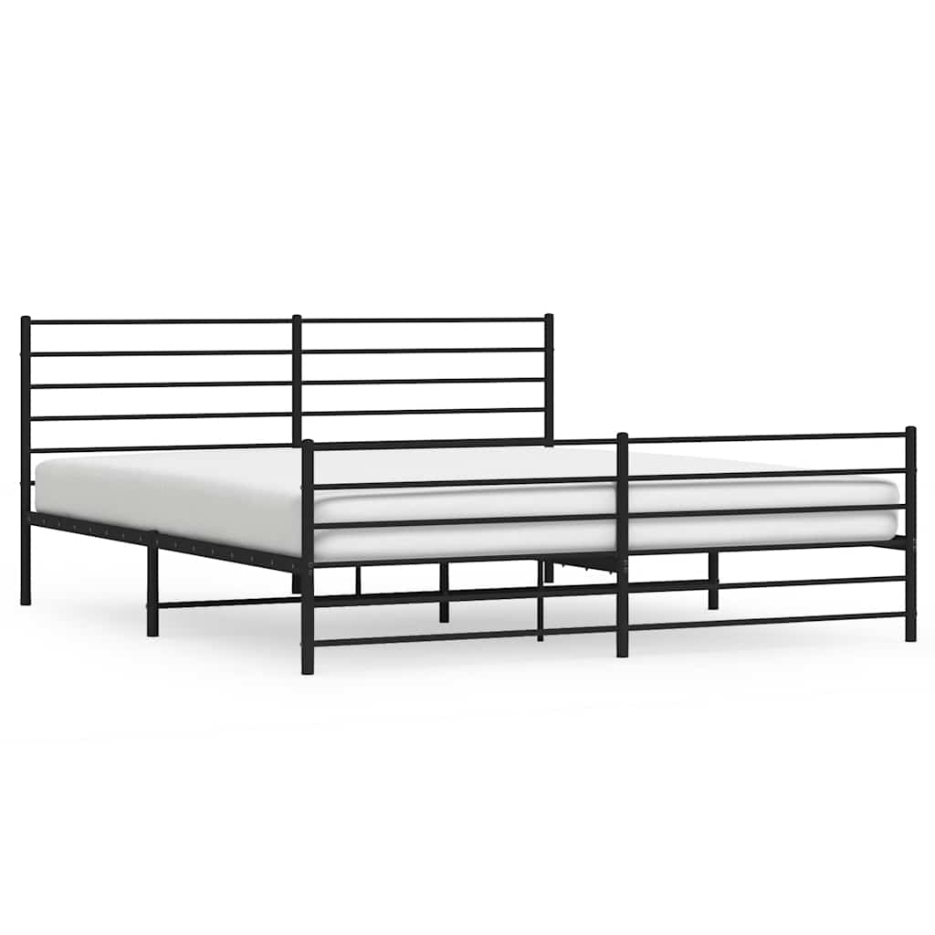 Metal Bed Frame without Mattress with Footboard Black 183x213cm