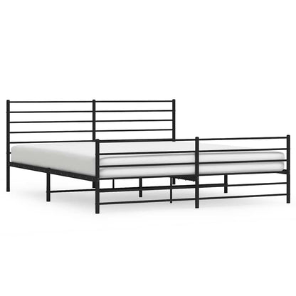 Metal Bed Frame without Mattress with Footboard Black 183x213cm