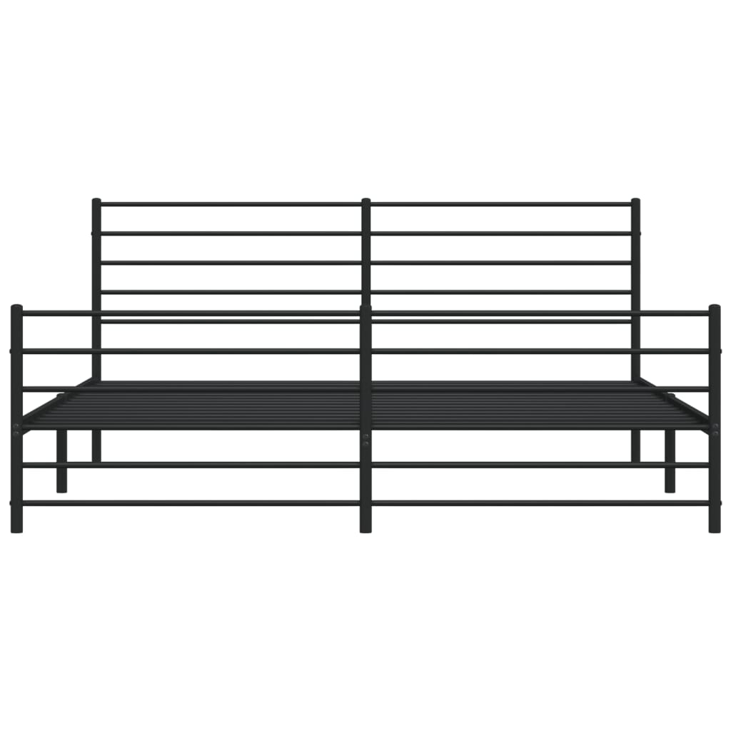 Metal Bed Frame without Mattress with Footboard Black 183x213cm