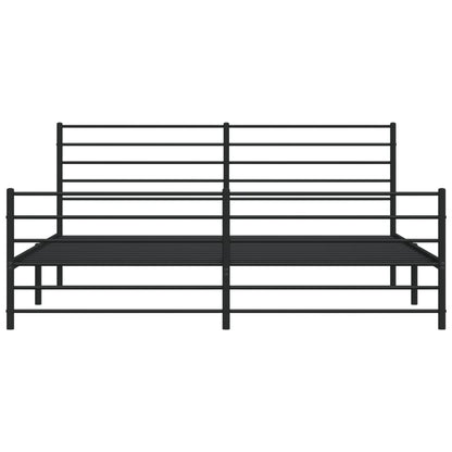 Metal Bed Frame without Mattress with Footboard Black 183x213cm