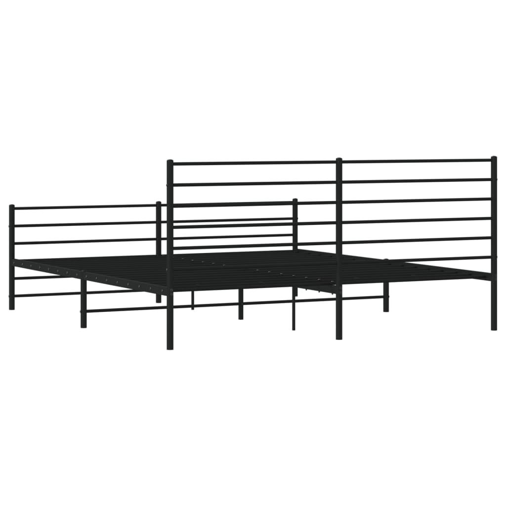 Metal Bed Frame without Mattress with Footboard Black 183x213cm