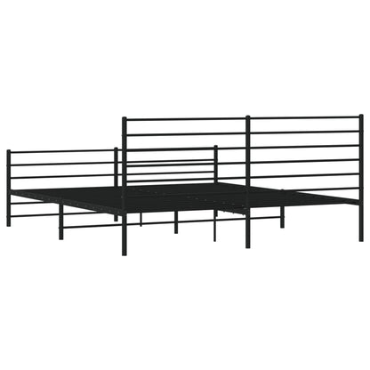 Metal Bed Frame without Mattress with Footboard Black 183x213cm