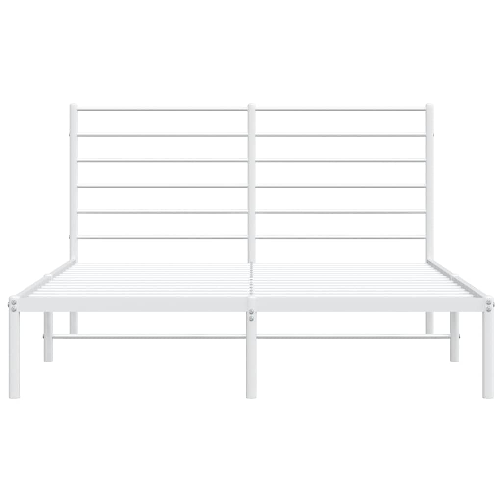 Metal Bed Frame without Mattress with Headboard White 135x190cm