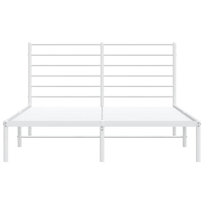 Metal Bed Frame without Mattress with Headboard White 135x190cm