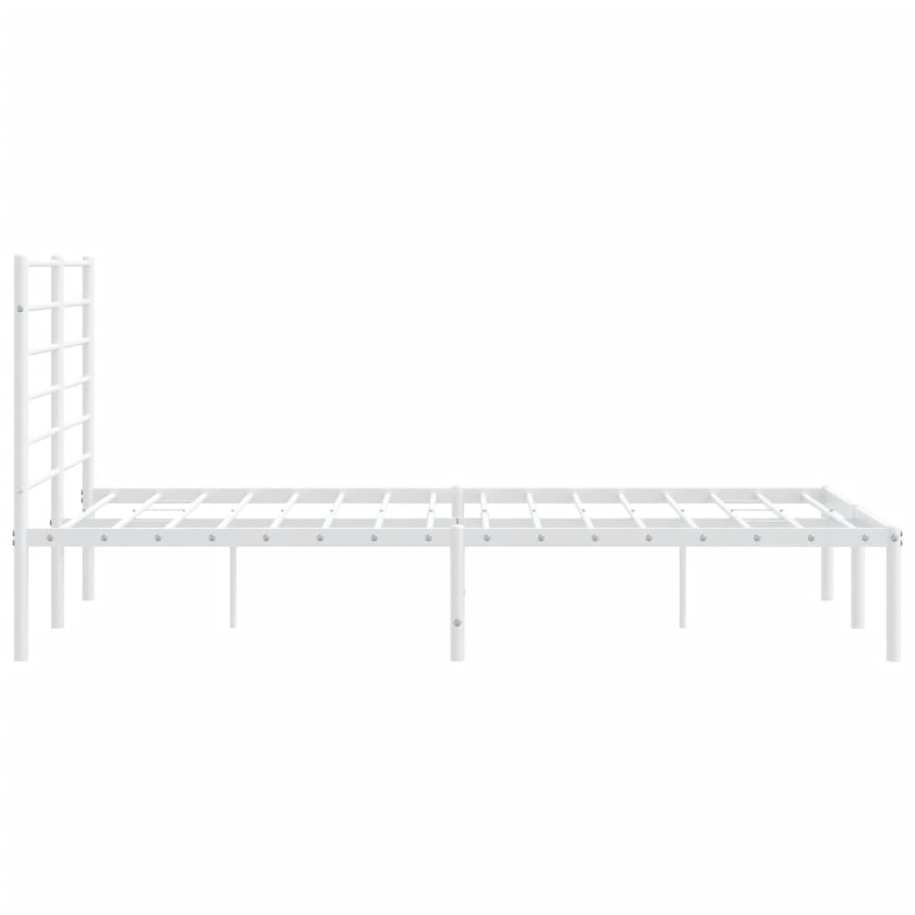 Metal Bed Frame without Mattress with Headboard White 135x190cm