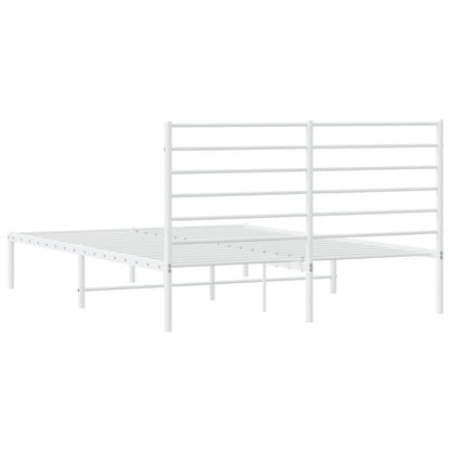 Metal Bed Frame without Mattress with Headboard White 135x190cm