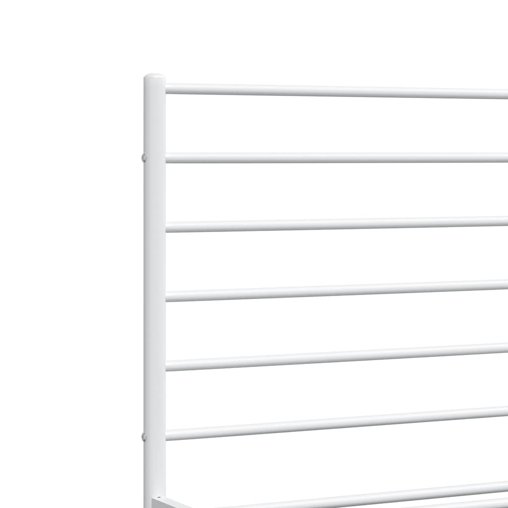 Metal Bed Frame without Mattress with Headboard White 135x190cm