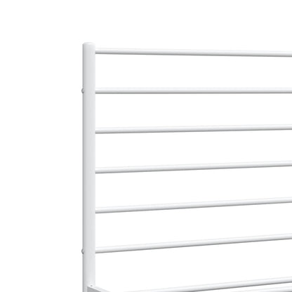 Metal Bed Frame without Mattress with Headboard White 135x190cm