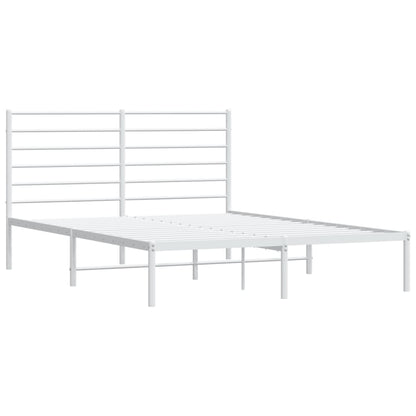 Metal Bed Frame without Mattress with Headboard White 140x200cm