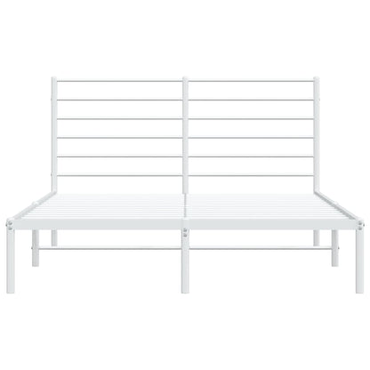 Metal Bed Frame without Mattress with Headboard White 140x200cm