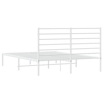 Metal Bed Frame without Mattress with Headboard White 140x200cm