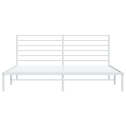 Metal Bed Frame without Mattress with Headboard White 183x213cm