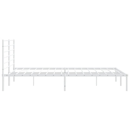 Metal Bed Frame without Mattress with Headboard White 183x213cm