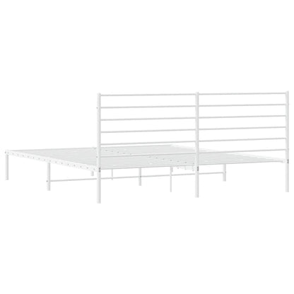 Metal Bed Frame without Mattress with Headboard White 183x213cm