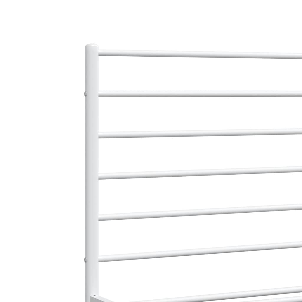 Metal Bed Frame without Mattress with Headboard White 183x213cm