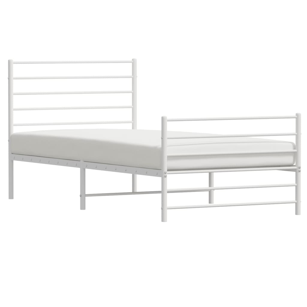 Metal Bed Frame without Mattress with Footboard White 80x200cm
