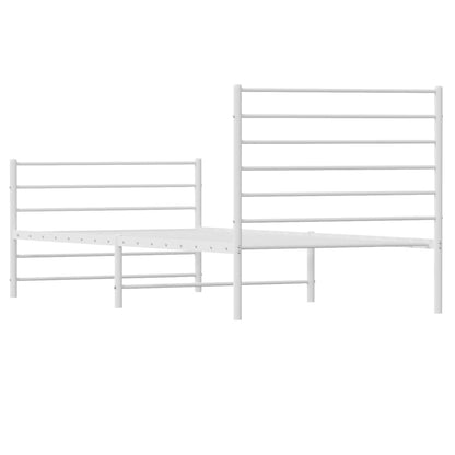 Metal Bed Frame without Mattress with Footboard White 80x200cm
