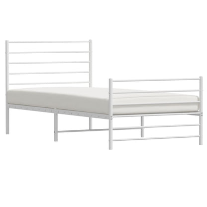 Metal Bed Frame without Mattress with Footboard White 90x190cm