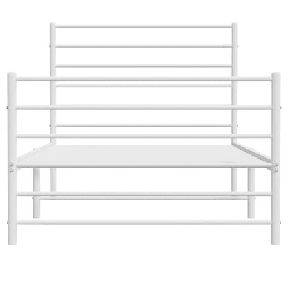 Metal Bed Frame without Mattress with Footboard White 90x190cm