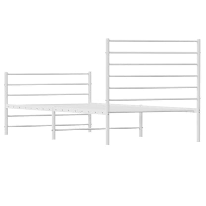 Metal Bed Frame without Mattress with Footboard White 90x190cm
