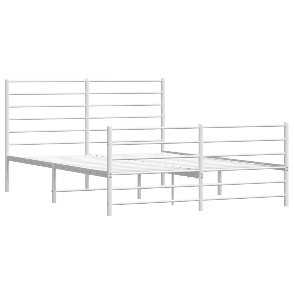 Metal Bed Frame without Mattress with Footboard White 120x200cm