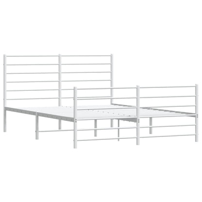 Metal Bed Frame without Mattress with Footboard White 120x200cm