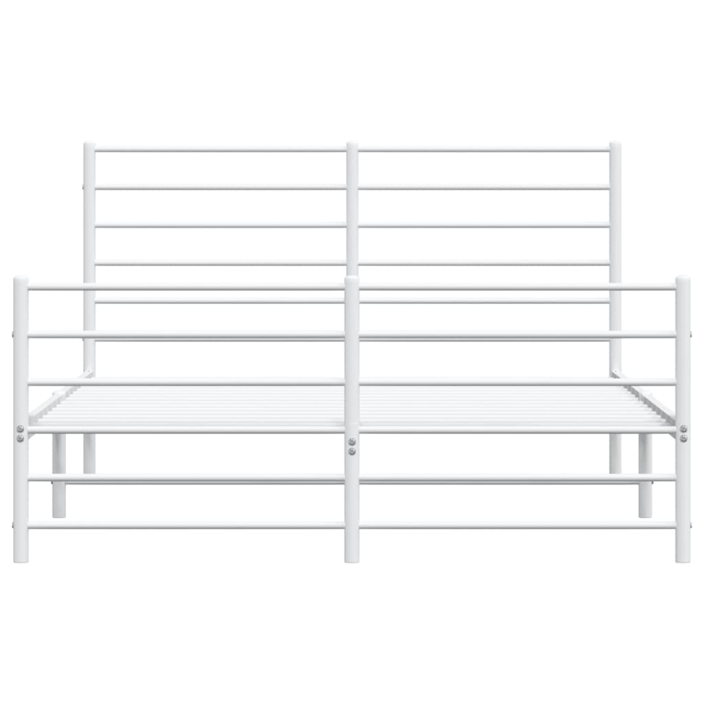 Metal Bed Frame without Mattress with Footboard White 120x200cm