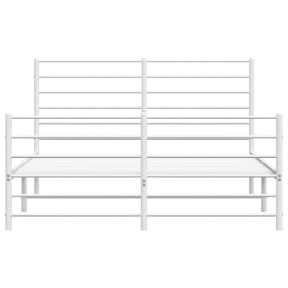 Metal Bed Frame without Mattress with Footboard White 120x200cm