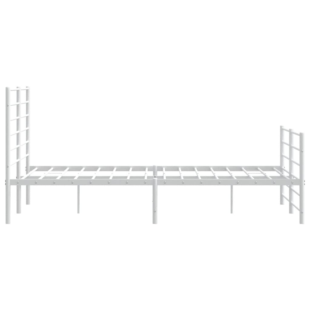 Metal Bed Frame without Mattress with Footboard White 120x200cm