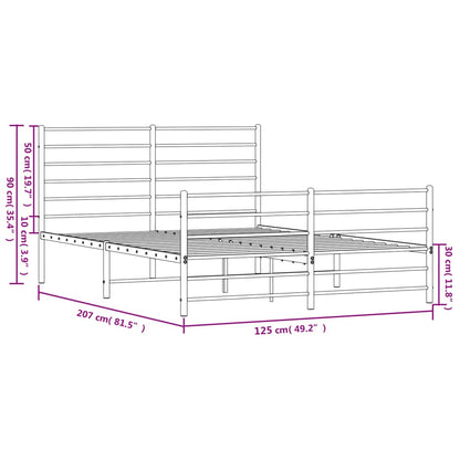 Metal Bed Frame without Mattress with Footboard White 120x200cm