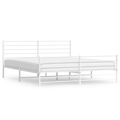Metal Bed Frame without Mattress with Footboard White 180x200cm