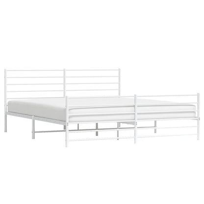 Metal Bed Frame without Mattress with Footboard White 180x200cm