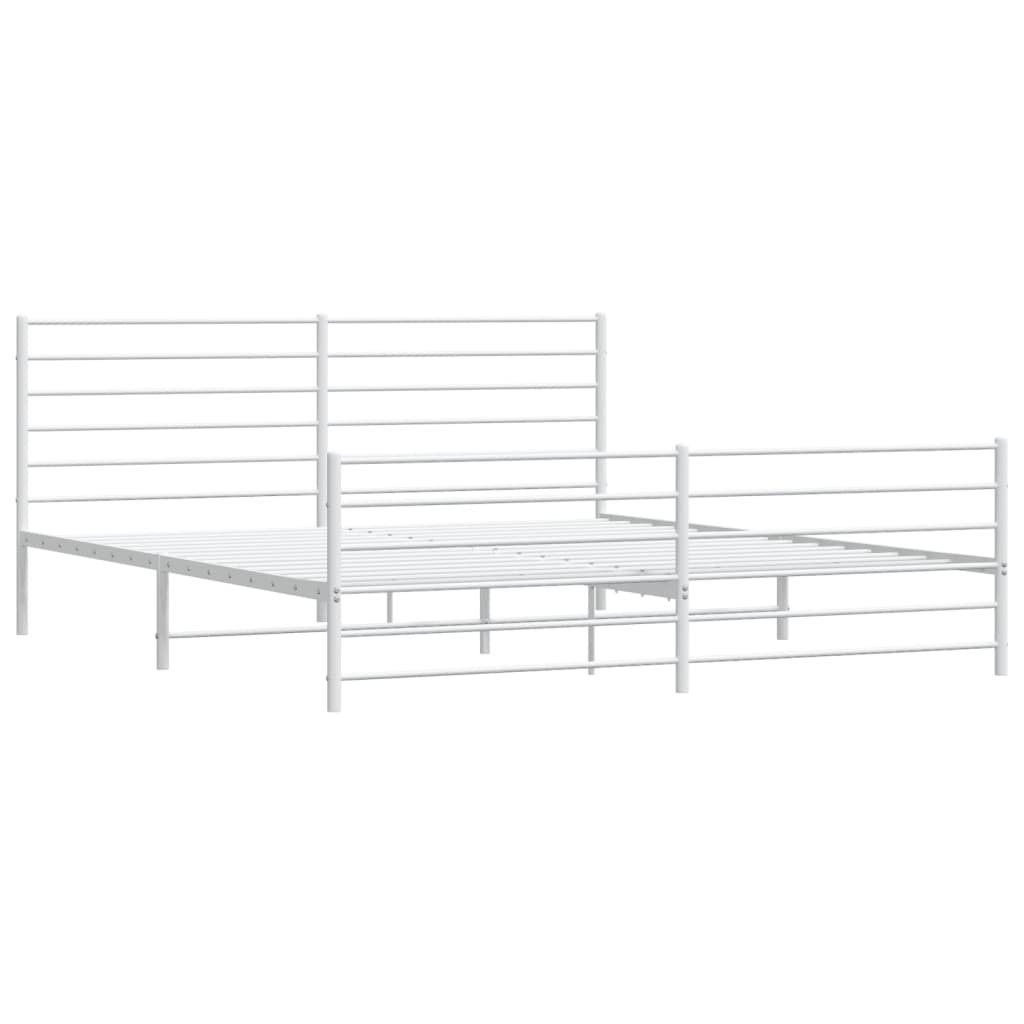 Metal Bed Frame without Mattress with Footboard White 180x200cm