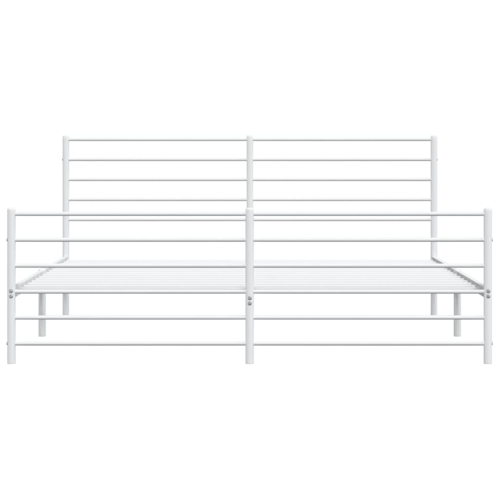 Metal Bed Frame without Mattress with Footboard White 180x200cm