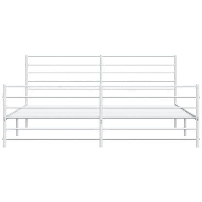 Metal Bed Frame without Mattress with Footboard White 180x200cm