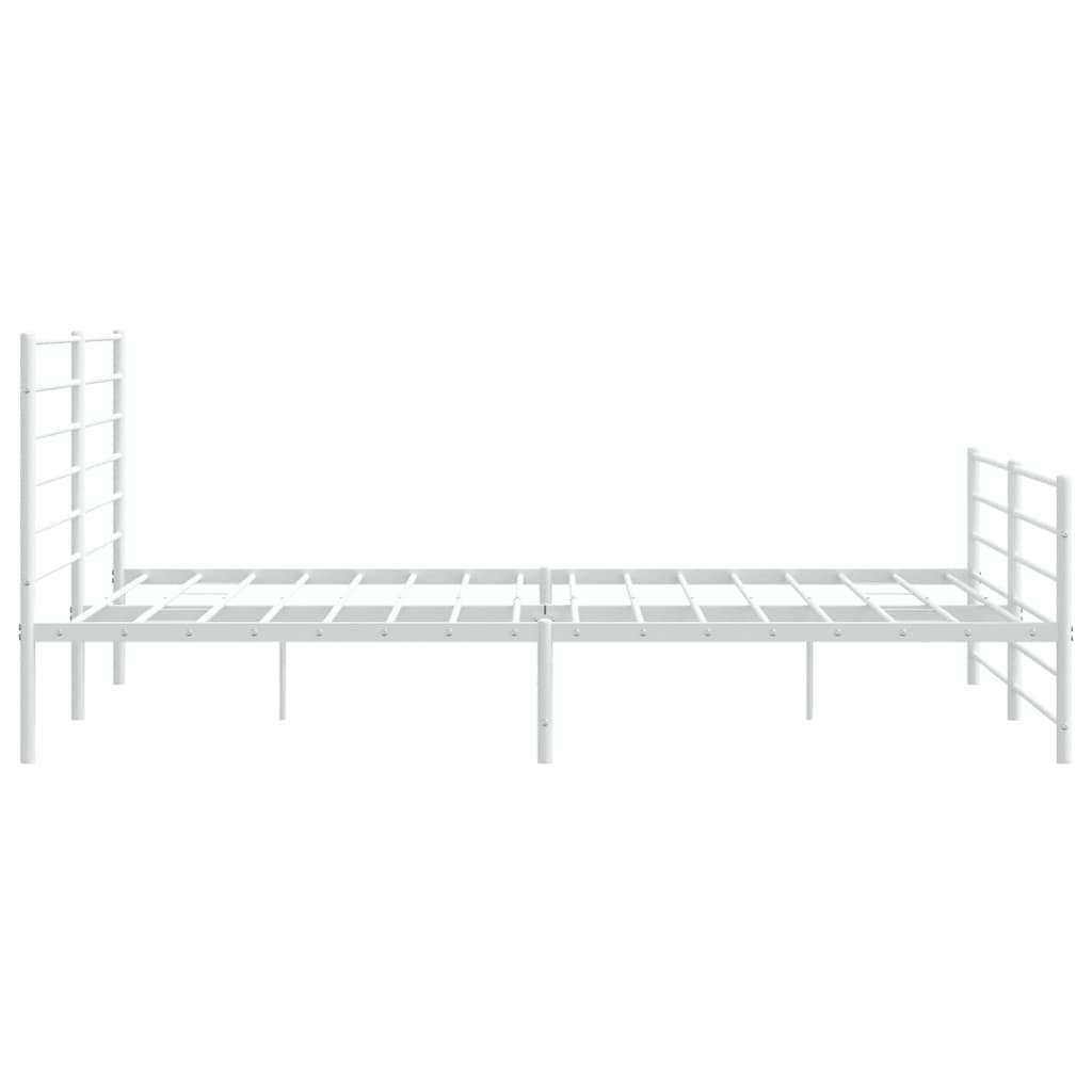 Metal Bed Frame without Mattress with Footboard White 180x200cm