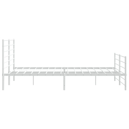Metal Bed Frame without Mattress with Footboard White 180x200cm