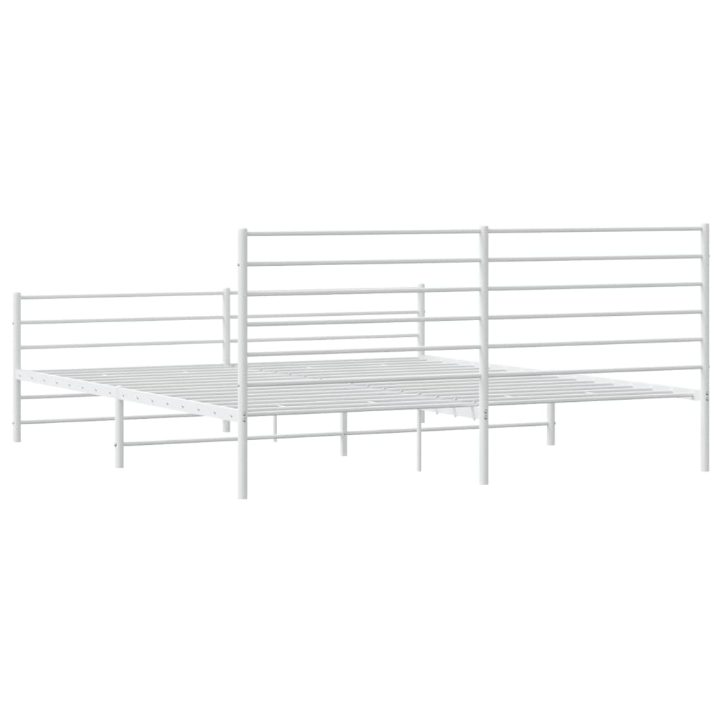 Metal Bed Frame without Mattress with Footboard White 180x200cm