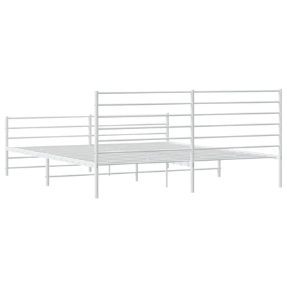 Metal Bed Frame without Mattress with Footboard White 180x200cm