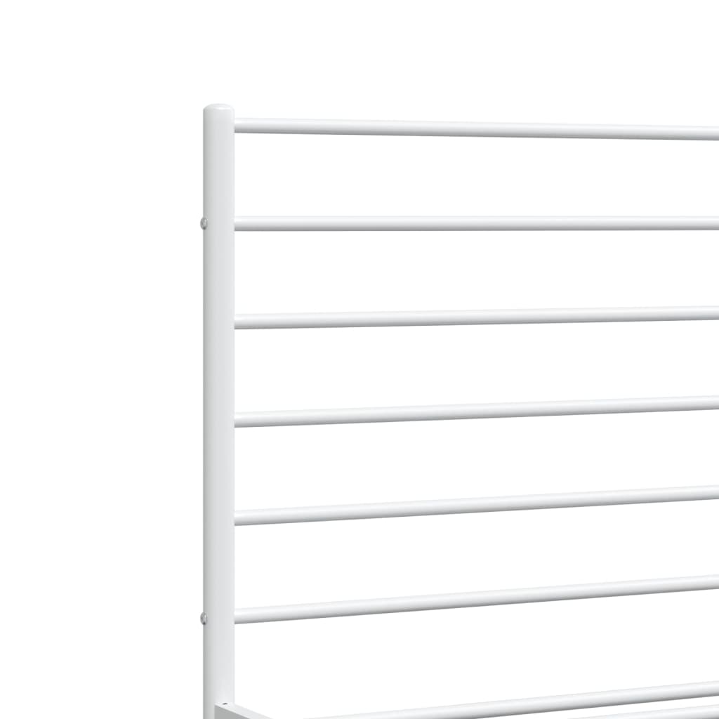 Metal Bed Frame without Mattress with Footboard White 180x200cm