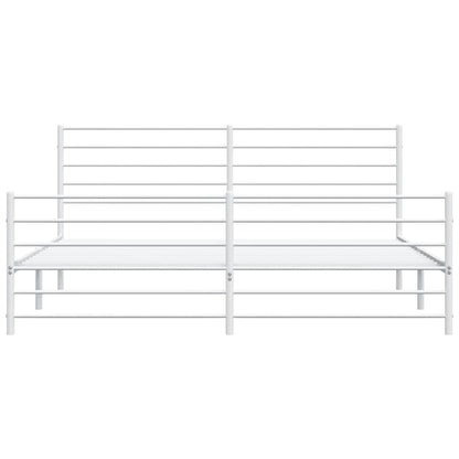Metal Bed Frame without Mattress with Footboard White 193x203cm