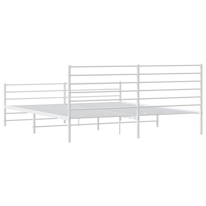 Metal Bed Frame without Mattress with Footboard White 193x203cm