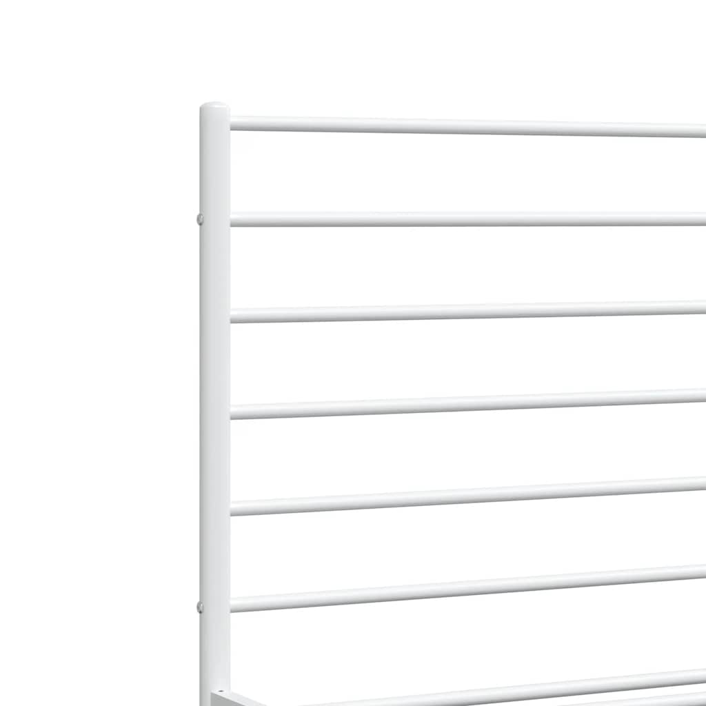 Metal Bed Frame without Mattress with Footboard White 193x203cm