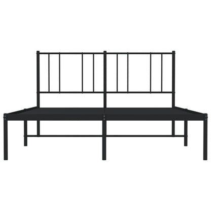 Metal Bed Frame without Mattress with Headboard Black 140x190cm