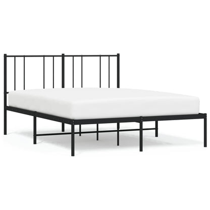 Metal Bed Frame without Mattress with Headboard Black 150x200cm