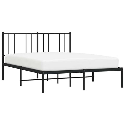 Metal Bed Frame without Mattress with Headboard Black 150x200cm