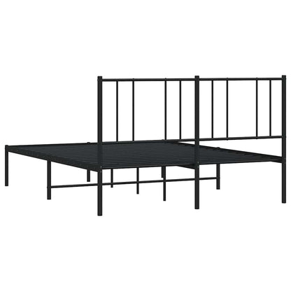 Metal Bed Frame without Mattress with Headboard Black 150x200cm