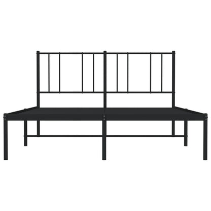 Metal Bed Frame without Mattress with Headboard Black 160x200cm