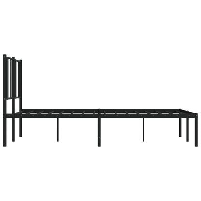 Metal Bed Frame without Mattress with Headboard Black 160x200cm